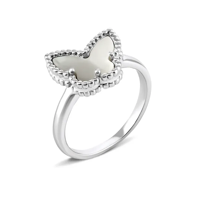 Срібна каблучка в стилі "Van Cleef  та  Arpels" зі вставкою перламутр, Розмір 16,0, Вага: 2.5 г
