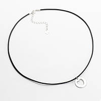 Кольє з каучуковим шнурком зі срібною підвіскою серце, Розмір 39 см x 0,2 см, Вага: 2.9 г