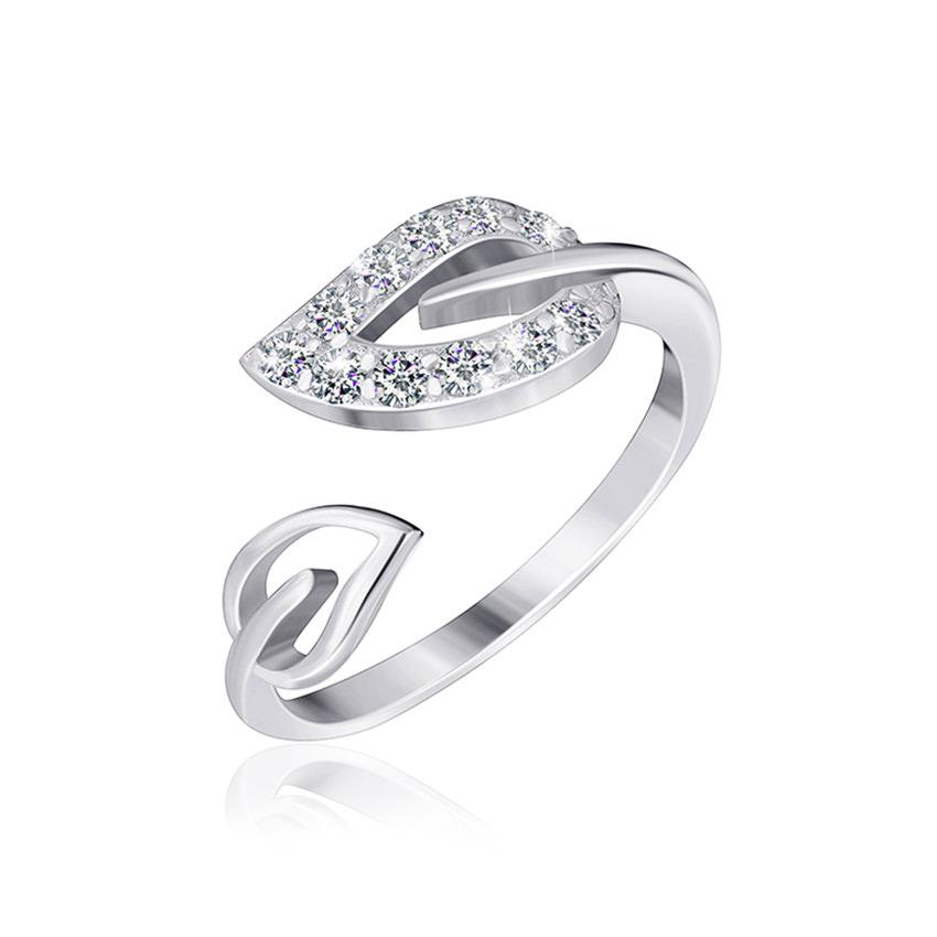 Срібна каблучка з білим фіанітом, Розмір 16,0, Вага: 1.8 г