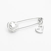 Брошка срібна серце покрита родієм