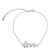 Срібний браслет на ногу Love, Розмір 28 см x 0,1 см, Вага: 1.4 г