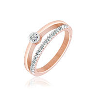 Срібна каблучка з фіанітами в позолоті, Розмір 16,5, Вага: 2.5 г