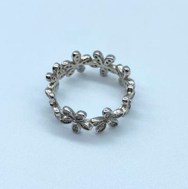Срібна каблучка в стилі "Pandora" з фіанітами, Розмір 15,5, Вага: 3.2 г