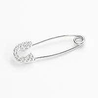 Срібна брошка з білими фіанітами