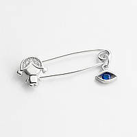 Срібна брошка вкрита родієм з фіанітами