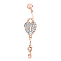 Срібний пірсинг покритий родієм зі вставкою фіаніт