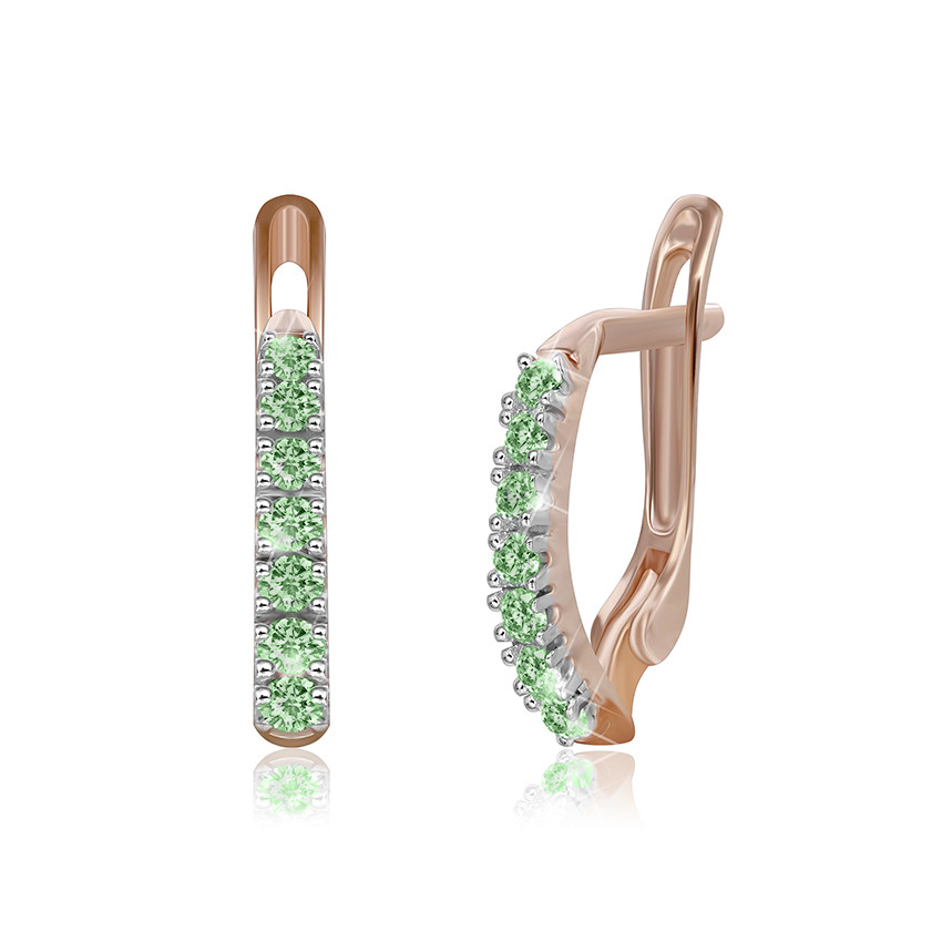 Срібні сережки покриті позолотою 585 ° з фіанітами