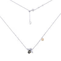 Срібне кольє вкрите позолотою 585 ° зі вставкою фіаніт/емаль, Розмір 47 см x 0,1 см, Вага: 3.7 г