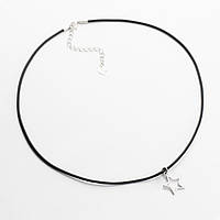 Срібне кольє покрите родієм, Розмір 39 см x 0,2 см, Вага: 1.9 г