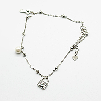 Срібний браслет зі вставкою фіаніт/Sea Shell Pearl