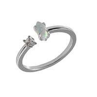 Срібна каблучка зі вставкою опал/фіаніт, Розмір 15,5, Вага: 1.4 г