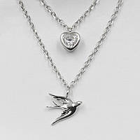 Срібне кольє покрите родієм зі вставкою Swarovski Zirconia