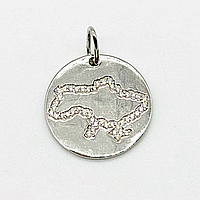Срібний підвіс-монетка Карта України з фіанітами