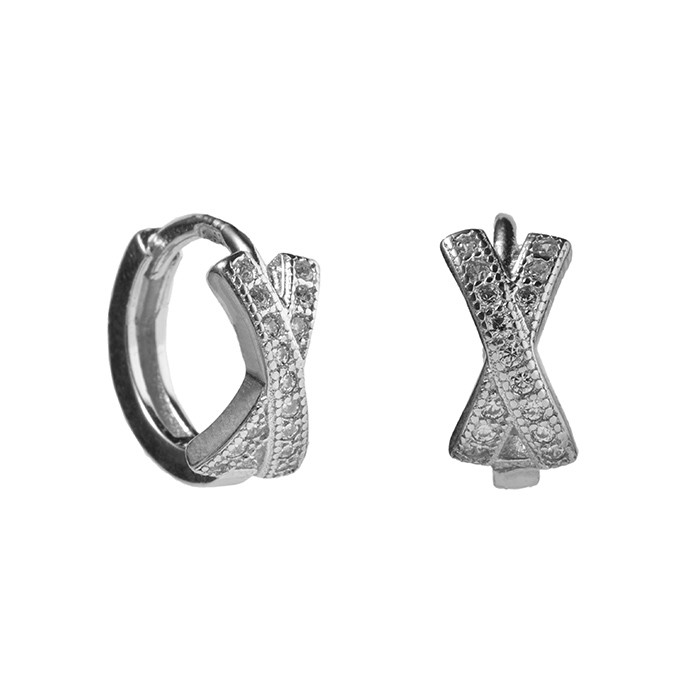 Срібні сережки покриті родієм з фіанітами