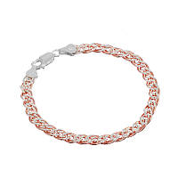 Срібний браслет в позолоті, нонна (мона ліза) (813А), Розмір 19 см x 0,5 см, Вага: 5.4 г