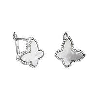 Срібні сережки покриті родієм з перламутром