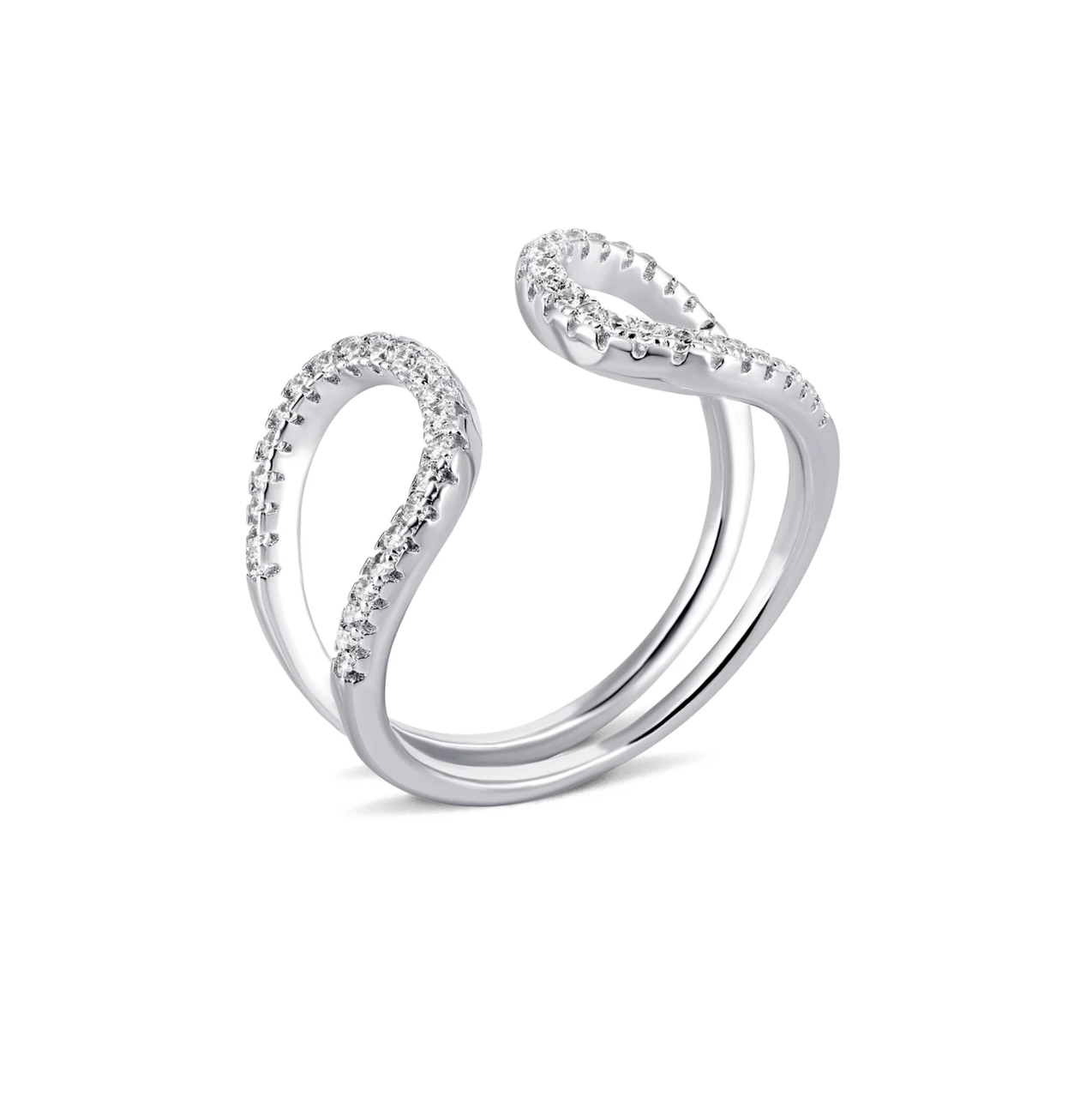 Срібна каблучка з фіанітами, Розмір 16,0, Вага: 2.3 г