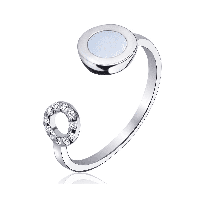 Срібна каблучка з фіанітами і перламутром