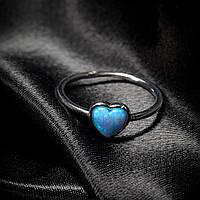 Срібна каблучка з сердечком з опалу, Розмір 15,5, Вага: 1.5 г