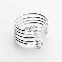 Срібна каблучка покрита родієм зі вставкою Swarovski Zirconia, Розмір 15,0, Вага: 2.8 г
