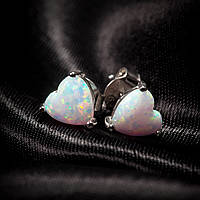 Срібні сережки любов серця з опалами