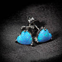 Срібні сережки серденька з опалами