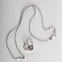 Срібна підвіска серце з різнокольоровими фіанітами та літерою К "Аліса"