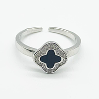 Срібна каблучка в стилі "Van Cleef  та  Arpels" зі вставкою фіаніт/онікс