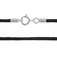 Ювелірний шнурок з шовку зі срібною застібкою, Розмір 40 см x 0,1 см, Вага: 0.5 г