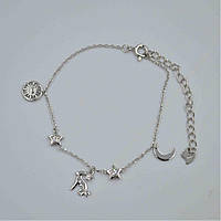 Срібний браслет покритий родієм зі вставкою фіаніт "Овен", Розмір 16 см x 5 см, Вага: 2.2 г