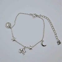 Срібний браслет покритий родієм зі вставкою фіаніт "Телець", Розмір 16 см x 5 см, Вага: 2.3 г