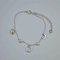 Срібний браслет покритий родієм зі вставкою фіаніт "Риби", Розмір 16 см x 5 см, Вага: 2.2 г