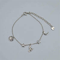 Срібний браслет покритий родієм зі вставкою фіаніт "Діва", Розмір 16 см x 5 см, Вага: 2.1 г