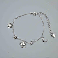 Срібний браслет покритий родієм зі вставкою фіаніт "Стрілець", Розмір 16 см x 5 см, Вага: 2.3 г