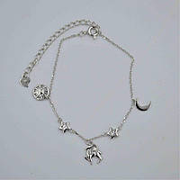 Срібний браслет покритий родієм зі вставкою фіаніт "Козеріг", Розмір 16 см x 5 см, Вага: 2.3 г