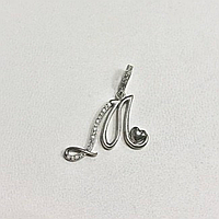 Срібна підвіска з фіанітами літера М