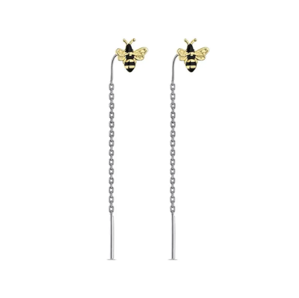 Сережки срібні протяжки бджоли