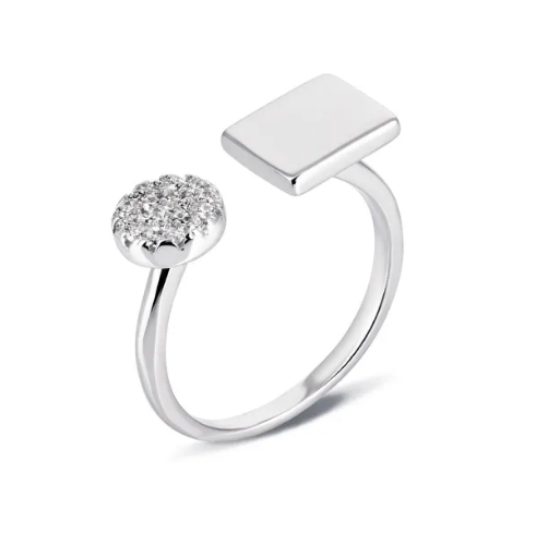 Срібна каблучка з фіанітами, Розмір 18,0, Вага: 3.0 г