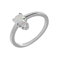 Срібна каблучка зі вставкою опал/фіаніт, Розмір 15,0, Вага: 1.6 г