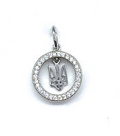 Срібна підвіска патріотична з фіанітами