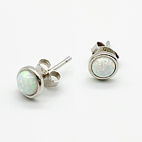 Срібні сережки з білими опалами