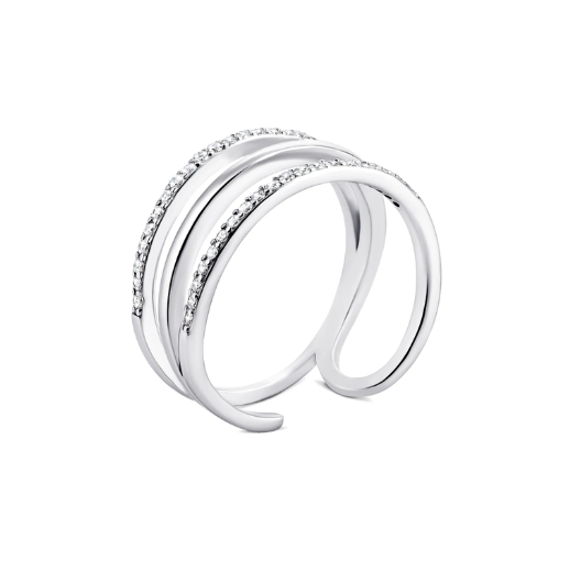 Срібна каблучка з фіанітами, Розмір 16,0, Вага: 2.8 г