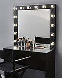 Столик дзеркало з лампами LED для макіяжу Rosse перукарське дзеркало з полицею та підсвічуванням Vm 732, фото 2