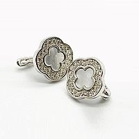 Срібні сережки в стилі "Van Cleef та Arpels" зі вставкою фіаніт/перламутр