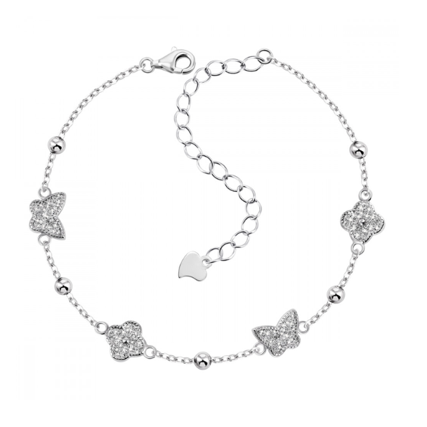 Срібний браслет в стилі "Van Cleef та Arpels" зі вставкою фіаніт, Розмір 16 см x 5 см, Вага: 3.0 г