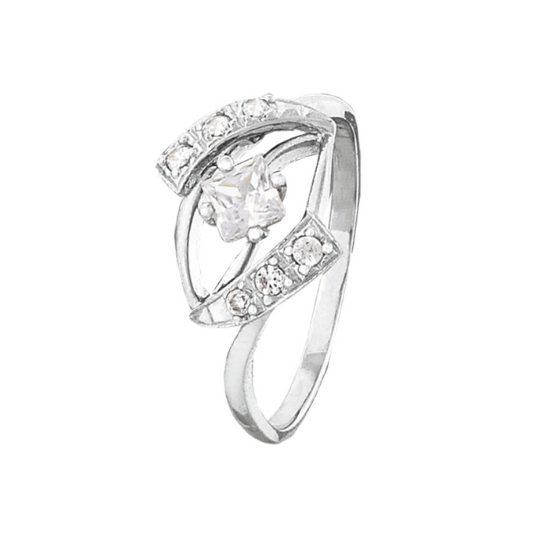 Срібна каблучка з фіанітами, Розмір 16,2, Вага: 2.4 г