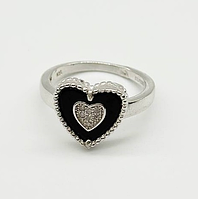 Срібна каблучка в стилі "Van Cleef  та  Arpels" зі вставкою фіаніт/онікс, Розмір 15,5, Вага: 3.2 г