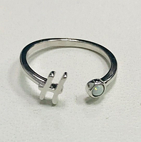 Срібна каблучка Літера "Н" з опалом, Розмір 16,0, Вага: 1.3 г