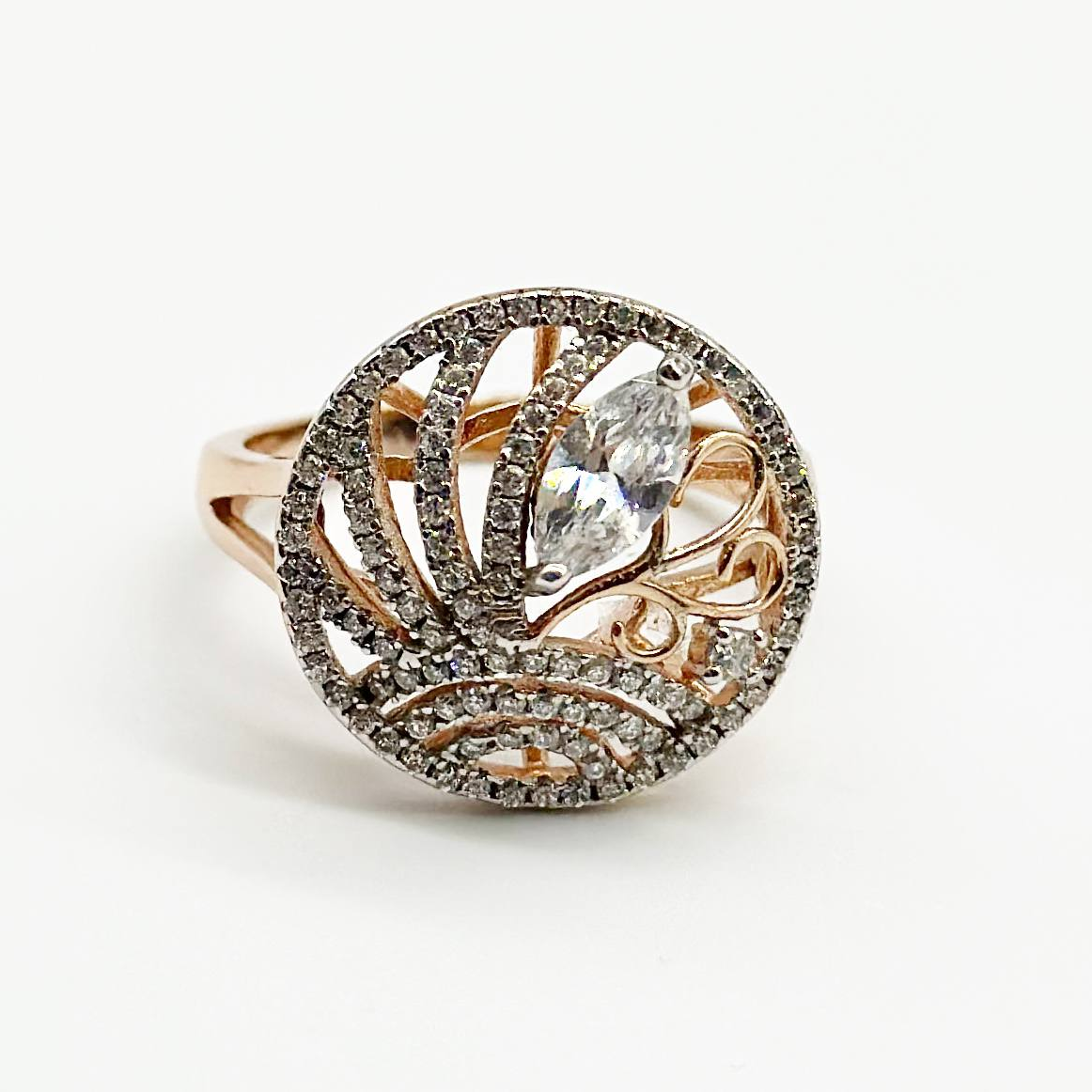 Срібна каблучка зі вставкою фіаніт, Розмір 18,0, Вага: 4.4 г