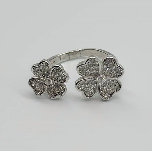 Срібна каблучка в стилі "Van Cleef  та  Arpels" з фіанітами, Розмір 16,0, Вага: 3.2 г